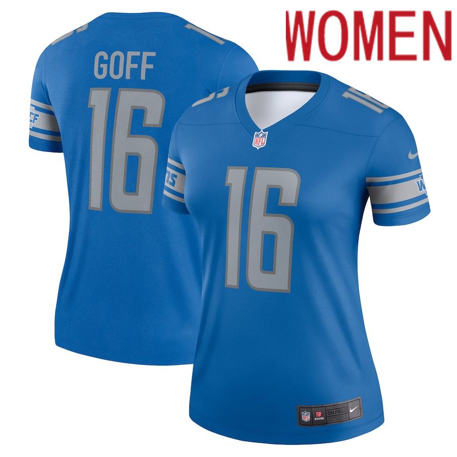 Women Detroit Lions #16 Jared Goff Nike Blue Legend NFL Jersey->women nfl jersey->Women Jersey